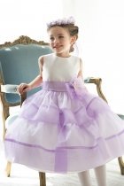 Lilac Organza Double Layered Flower Girl Dress